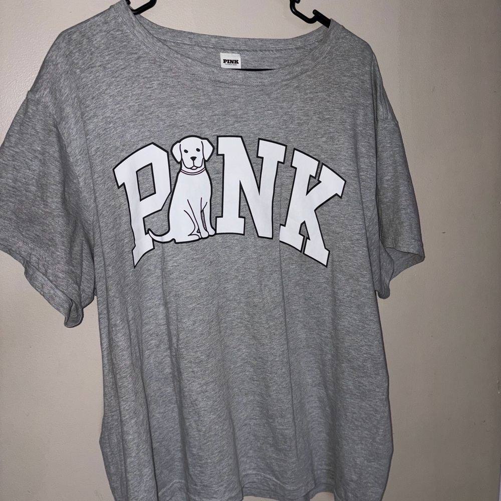 PINK Victoria's Secret Gray Logo Tee